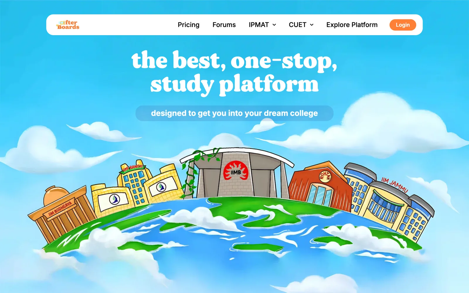 AfterBoards landing page for IPMAT and CUET students.